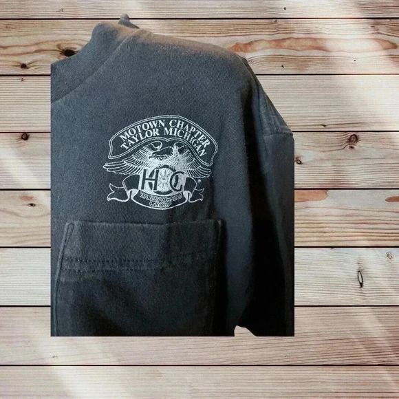 HARLEY DAVIDSON SIZE LARGE BLACK TEE WITH MOTOWN CHAPTER TAYLOR MICHIGAN - Picture 2 of 5